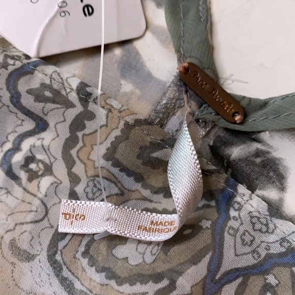 New Free People Ivory Combo Grey Paisley Bohemian tunic top Small oversized nwt - Picture 9 of 10